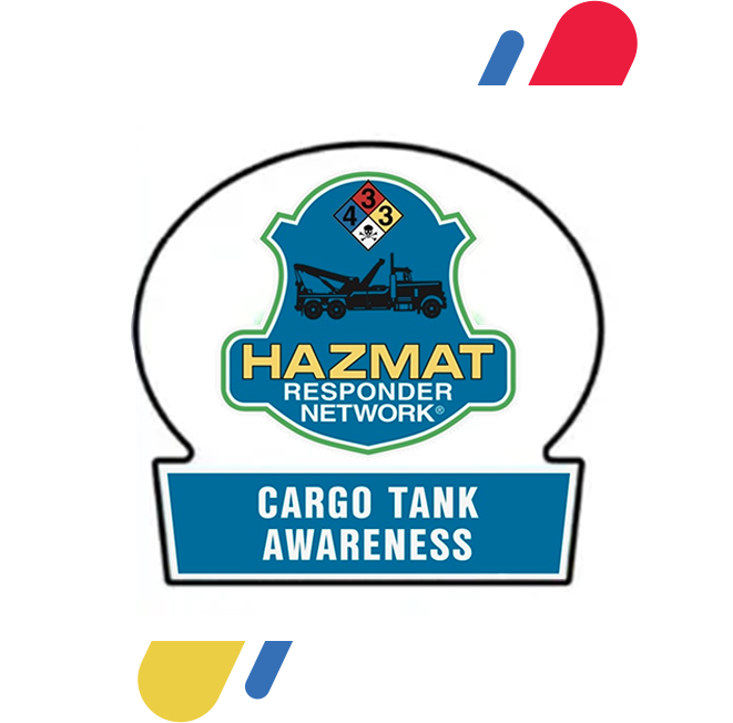 A badge that says hazmat responder network cargo tank awareness.